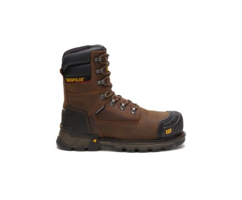 Botas De Seguridad Caterpillar CAT Excavator XL 8" Impermeables Thinsulate™ Composite Puntera Hombre Marrones Oscuro | CAT-491DN